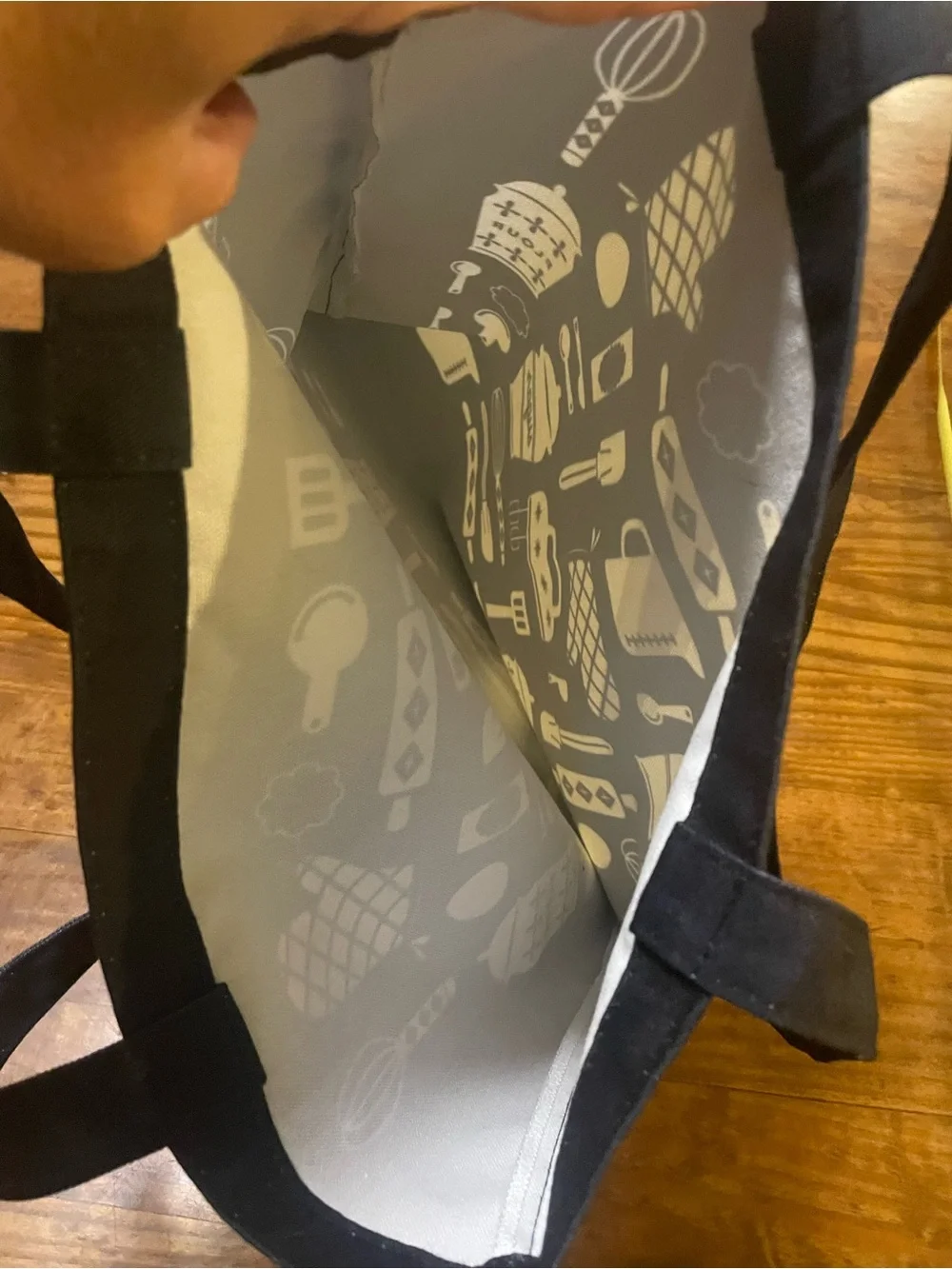 Black Kitchen Utensil Baking Theme Print Tote Bag - Home Kitchen groceries
